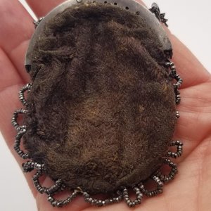 Antique Handmade Suede Coin Purse or Childs Purse Note from Owner inside