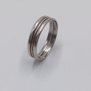 Vintage Simple Single Stripe Sterling Silver Band Unisex Ring, Size 10