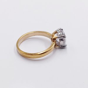 18K Gold Plated Large 2 Carat Cubic Zirconia Solitaire Engagement Ring, Size 7