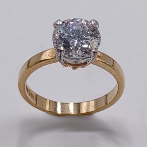 18K Gold Plated Large 2 Carat Cubic Zirconia Solitaire Engagement Ring, Size 7