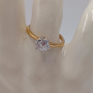 18K Gold Plated Medium 1 Carat Cubic Zirconia Solitaire Engagement Ring, Size 7