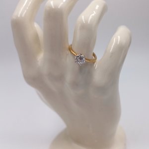 18K Gold Plated Medium 1 Carat Cubic Zirconia Solitaire Engagement Ring, Size 7