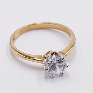 18K Gold Plated Medium 1 Carat Cubic Zirconia Solitaire Engagement Ring, Size 7
