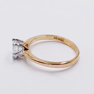 18K Gold Plated Medium 1 Carat Cubic Zirconia Solitaire Engagement Ring, Size 7