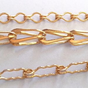 Vintage Shiny Gold Tone with 3 Chains and Pink Rhinestones Sweater Clips