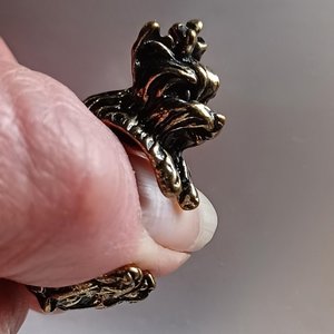 Vintage Brass Yorkshire Terrier Dog Wrap Around Ring, Size 6.25, Super Cute!! Dog Lover Gift