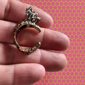 Vintage Brass Yorkshire Terrier Dog Wrap Around Ring, Size 6.25, Super Cute!! Dog Lover Gift