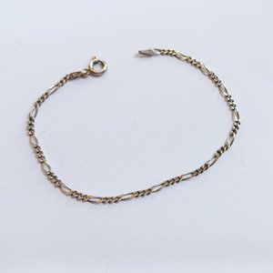 Vintage Sterling Silver 2.2mm Figaro Chain Bracelet for Women, Gift for Her