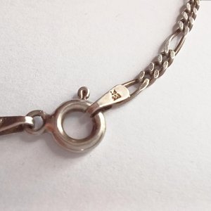Vintage Sterling Silver 2.2mm Figaro Chain Bracelet for Women, Gift for Her
