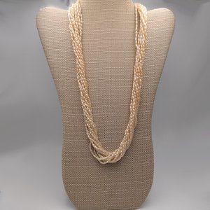 Vintage Multi-strand Faux Rice Pearls Mid Century Beaded Torsade Necklace, 4 Necklaces in 1