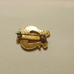 Vintage Gold Tone Lyre, US Navy Band Leader Staff Officer Collar Insignia Pin