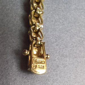 Ross Simmons Vermeil Link Tennis Bracelet with Heart Charm, Gold Over Sterling, Gift for Her