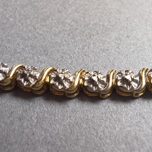 Ross Simmons Vermeil Link Tennis Bracelet with Heart Charm, Gold Over Sterling, Gift for Her