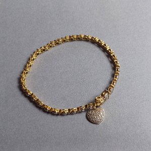 Ross Simmons Vermeil Link Tennis Bracelet with Heart Charm, Gold Over Sterling, Gift for Her