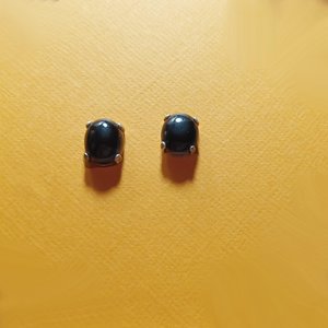 Vintage Sterling Silver Southwestern Oval Onyx Stud Earrings