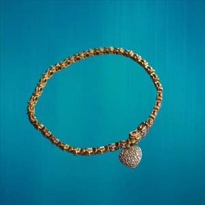 Ross Simmons Vermeil Link Tennis Bracelet with Heart Charm, Gold Over Sterling, Gift for Her