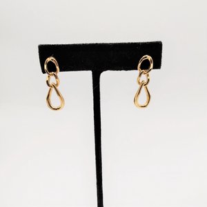 MONET Gold Tone Twisted Link Dangle Earrings, with original signed pushbacks
