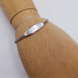 Vintage Silver Tone Speidel "Diane" ID Bracelet, Diamond Accent