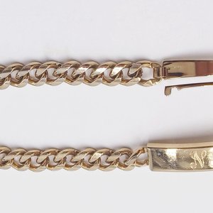 Vintage Shiny Gold Tone Speidel "Natalie" ID Curb Chain Engraved Bracelet