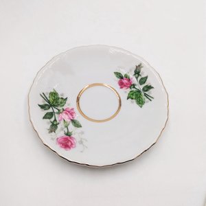 Vintage Porcelain Rosebuds  Three Footed Demitasse Teacup and Saucer Set