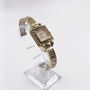 Vivani, Gold Tone Claddagh Ornate Ladies Quartz Clamper Wrist Watch