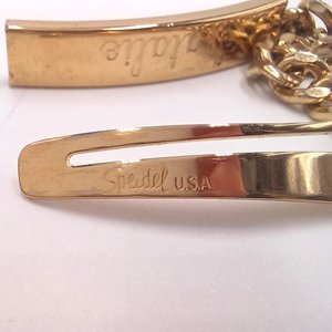 Vintage Shiny Gold Tone Speidel "Natalie" ID Curb Chain Engraved Bracelet