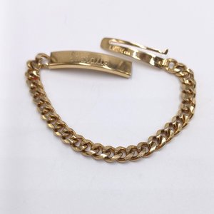 Vintage Shiny Gold Tone Speidel "Natalie" ID Curb Chain Engraved Bracelet