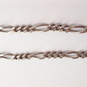 Vintage Sterling Silver 2.2mm Figaro Chain Bracelet for Women, Gift for Her