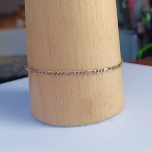Vintage Sterling Silver 2.2mm Figaro Chain Bracelet for Women, Gift for Her