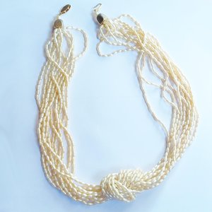 Vintage Multi-strand Faux Rice Pearls Mid Century Beaded Torsade Necklace, 4 Necklaces in 1