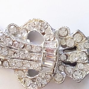 Stunning Vintage Double Strand Faux Pearls with Rhinestone Left Side Clasp Necklace, Made in Japan