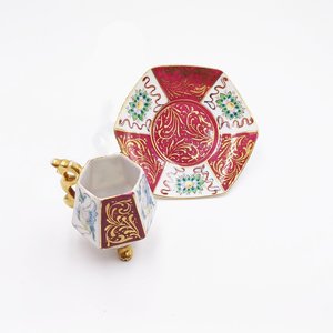 Vintage Ardalt Japanese Burgundy Lemmile  Porcelain Demitasse Cup and Saucer #6396