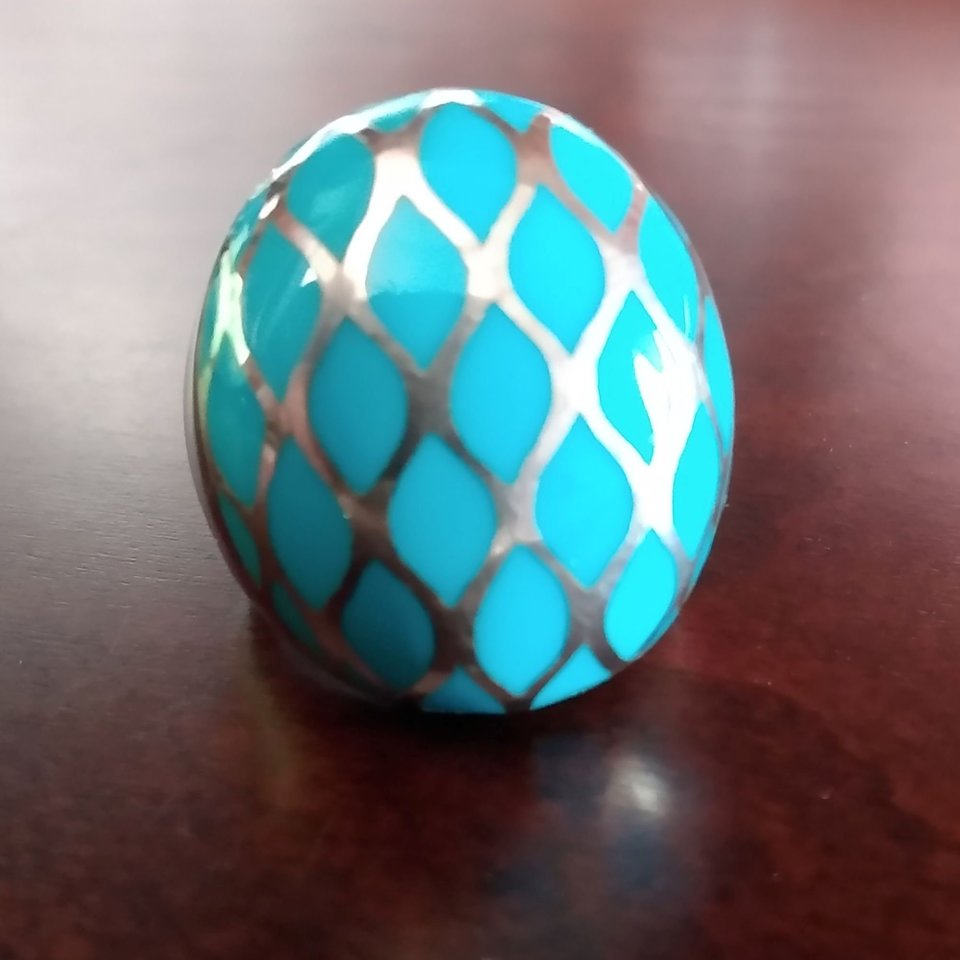 Chunky Vintage Sterling Silver and Turquoise Trellis Criss Cross Dome Ring, Size 7