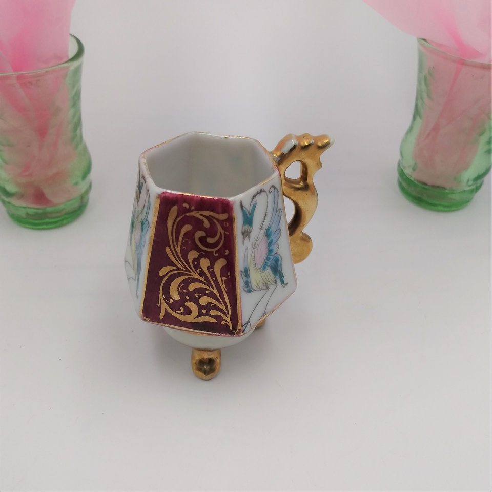 Vintage Ardalt Japanese Burgundy Lemmile  Porcelain Demitasse Cup and Saucer #6396