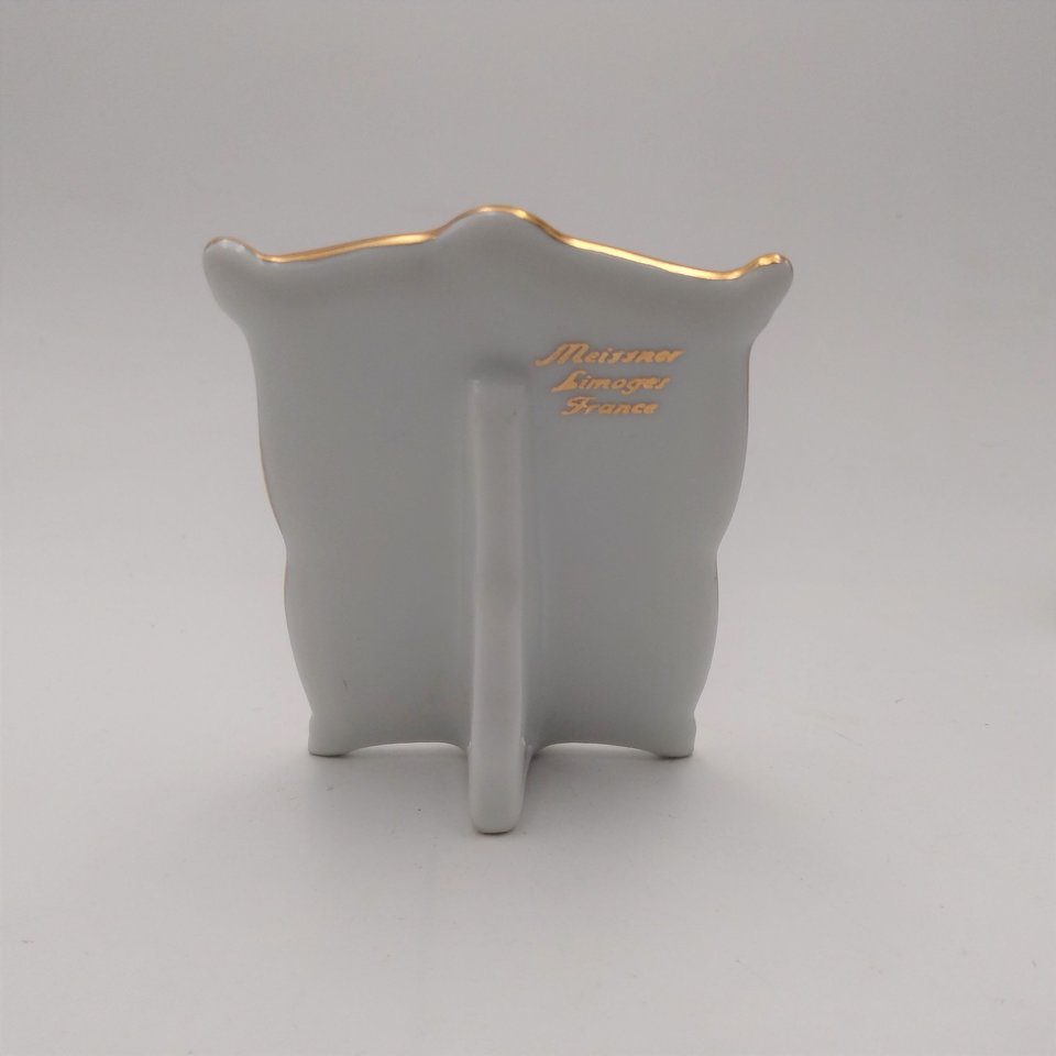 Vintage Limoges Porcelain  Standing Frame Ornament of Courting Couple, with Gold Trim Glazing