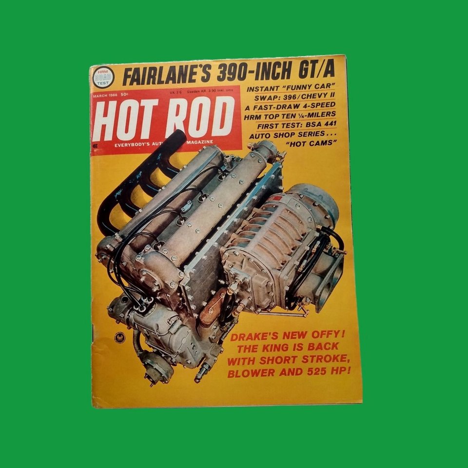 HOT ROD March 1966 Vintage Magazine, Great Father's Day Gift!