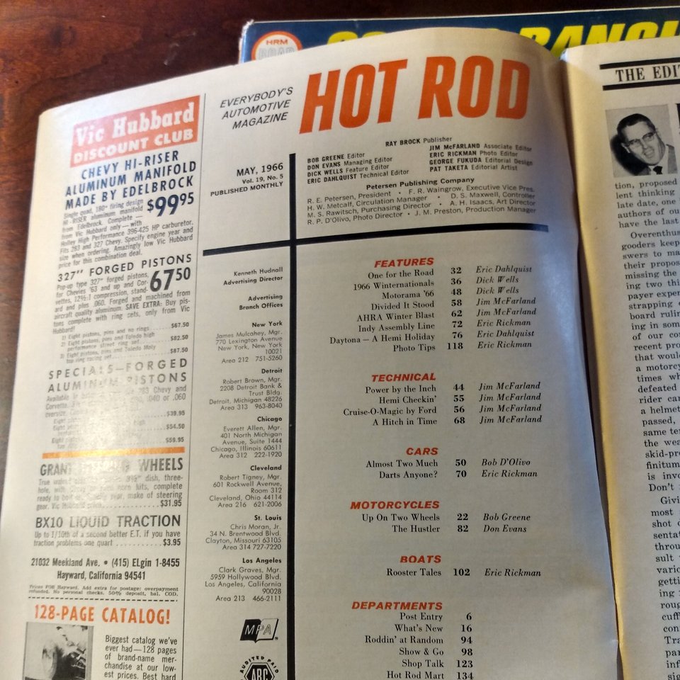 HOT ROD May 1966 Vintage Magazine, Great Father's Day Gift. Original price 50 cents!!!