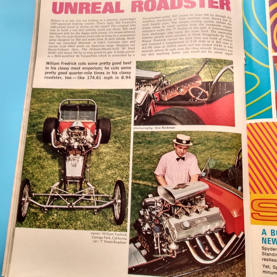HOT ROD August 1969 Vintage Magazine, Great Father's Day Gift, Guy Gift, Original price 50 cents!!!