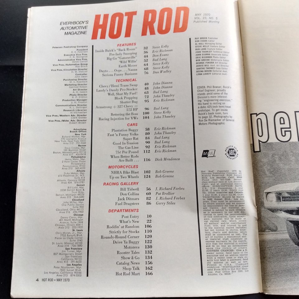 HOT ROD May 1970 Vintage Magazine, Great Father's Day Gift, Guy Gift, Original price 75 cents!!!