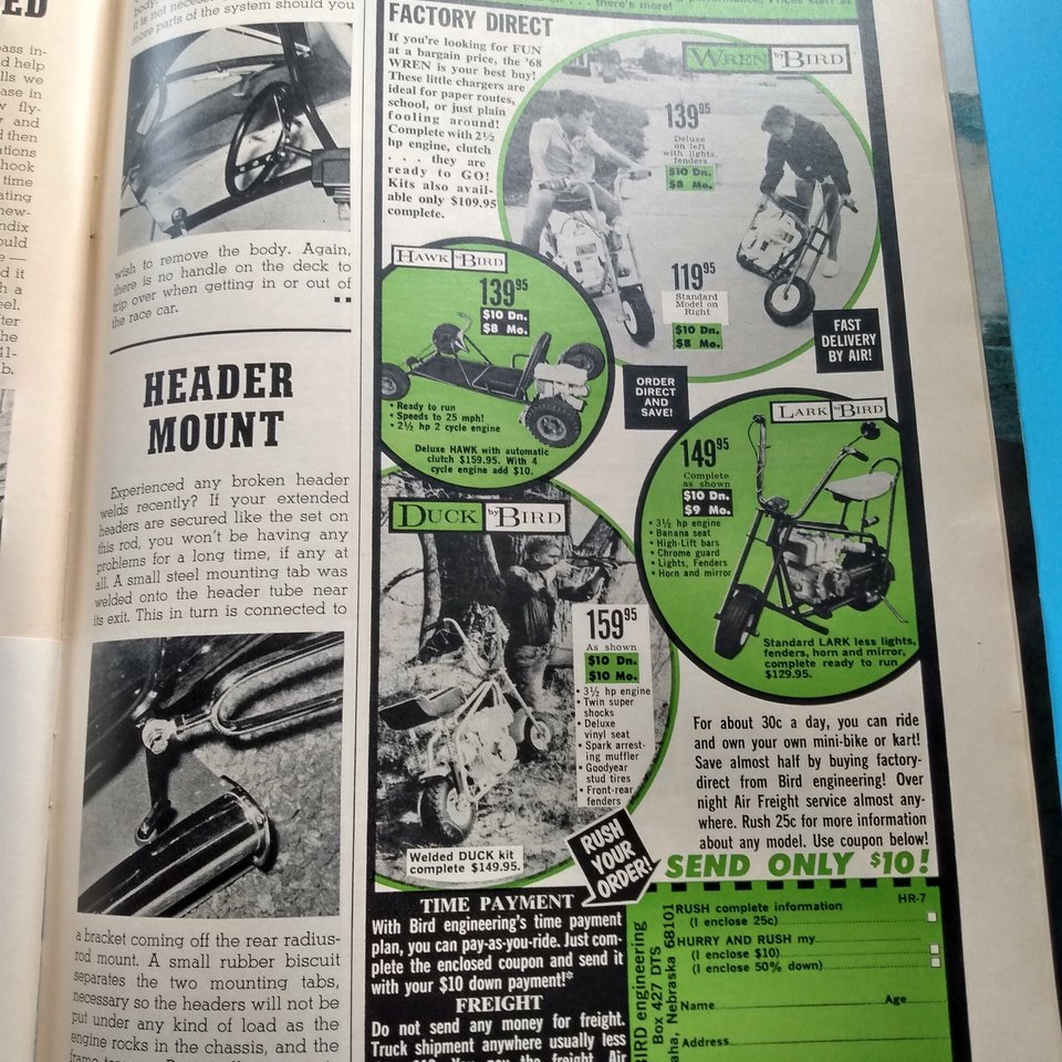 HOT ROD Magazine July 1968 Vintage Magazine, Great gift for Dad and Grampa. Original price 50 cents!!!