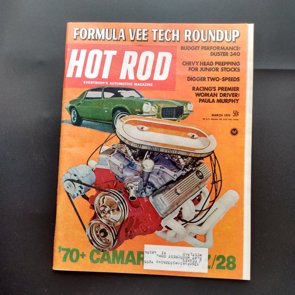 HOT ROD March 1970 Magazine Great Father's Day Gift, Guy Gift, Original price 50 cents!!!