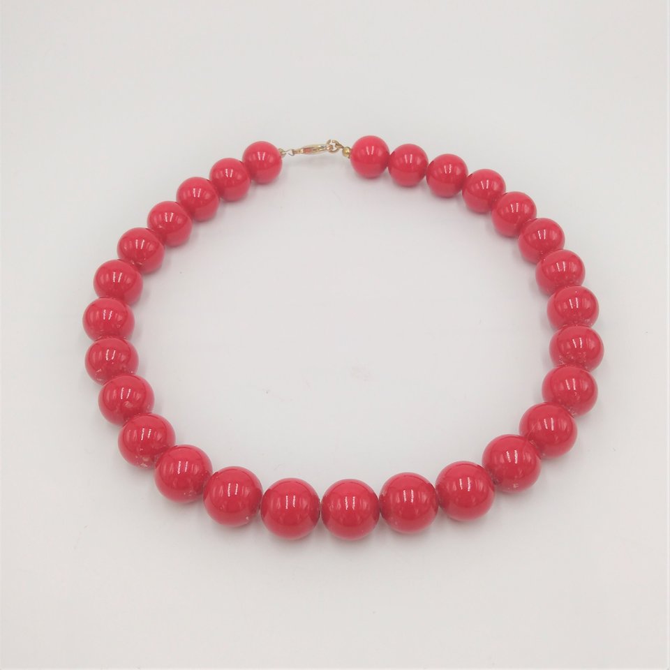 Sexy Vintage Candy Apple Red Gumball Size Beaded Choker Necklace