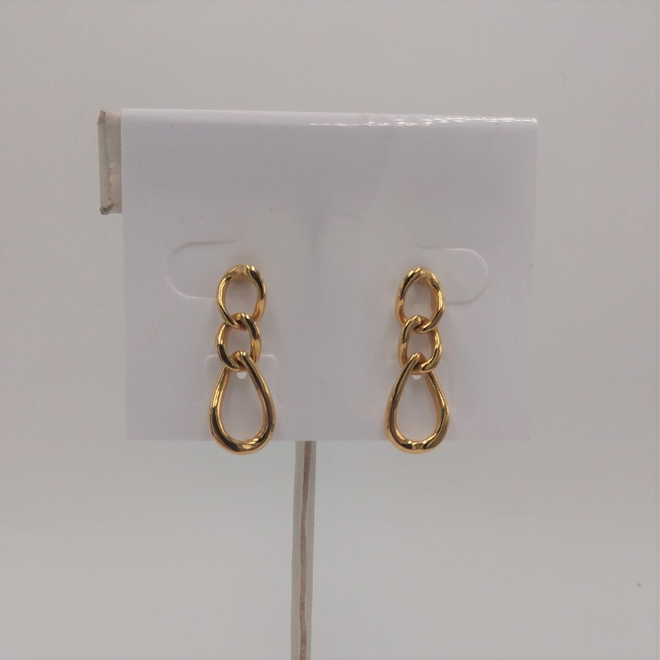 MONET Gold Tone Twisted Link Dangle Earrings, with original signed pushbacks
