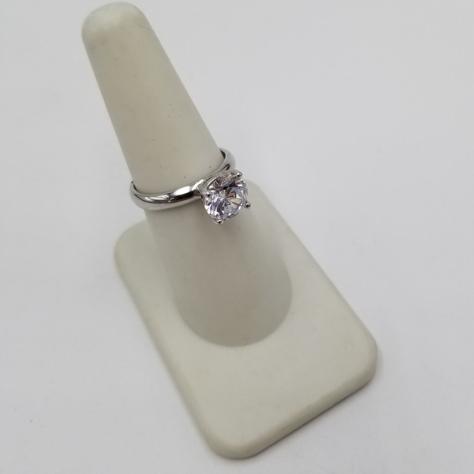 Vintage Sterling Silver 925 Cubic Zirconia Solitaire Ring size 6.75, Engagement Ring