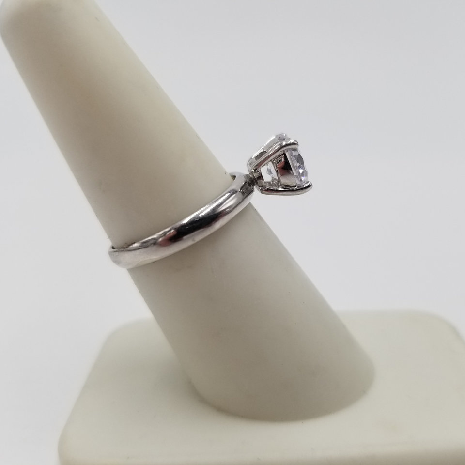 Vintage Sterling Silver 925 Cubic Zirconia Solitaire Ring size 6.75, Engagement Ring