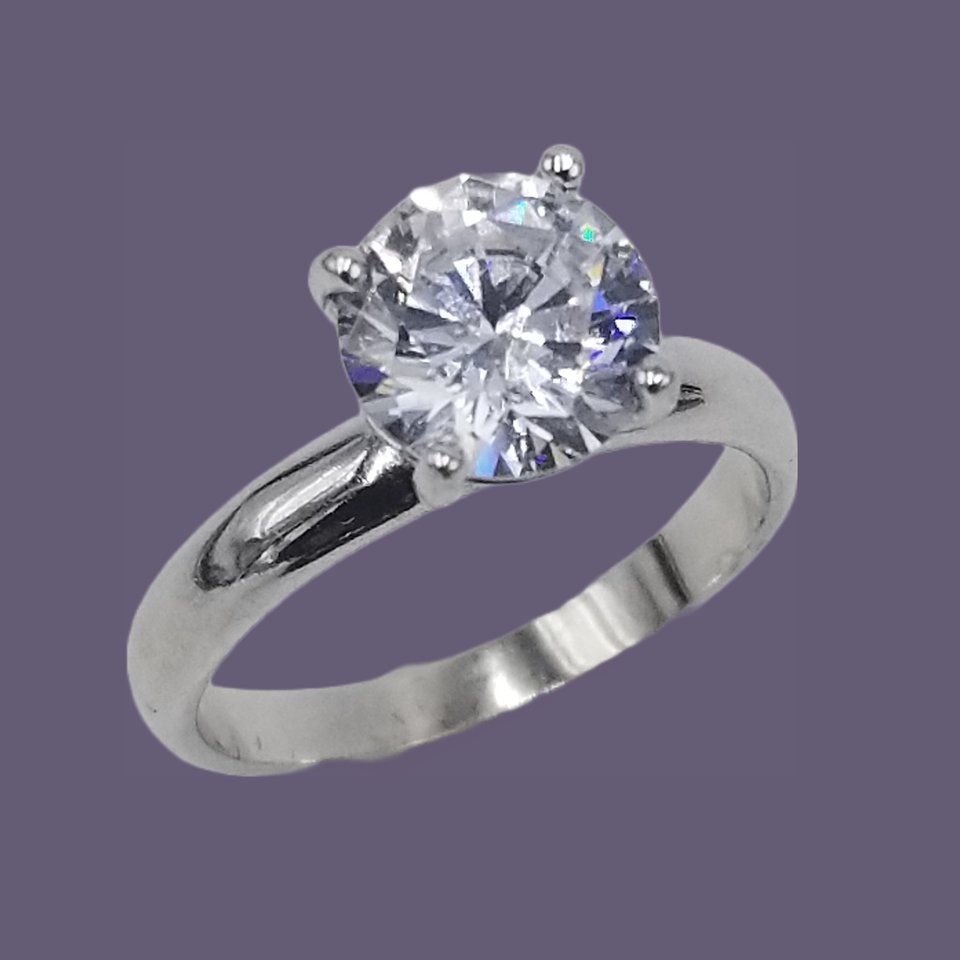 Vintage Sterling Silver 925 Cubic Zirconia Solitaire Ring size 6.75, Engagement Ring