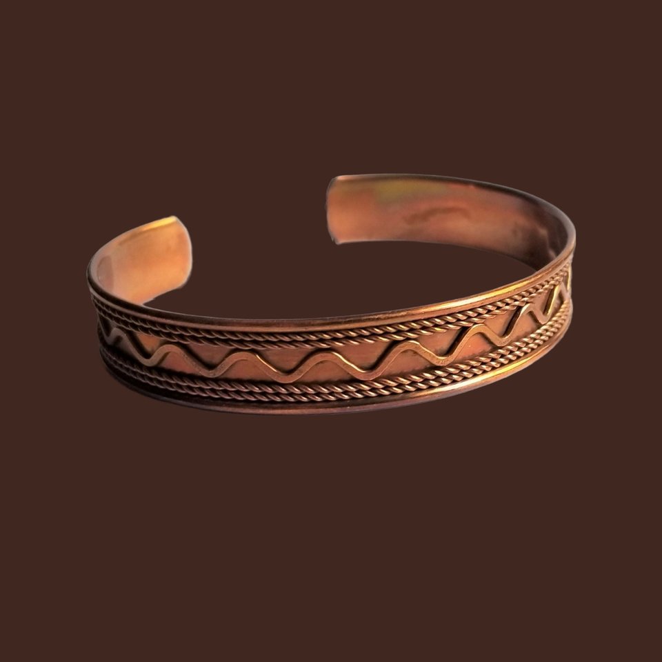 Vintage Southwestern Lightweight Solid Copper Open Cuff Bracelet