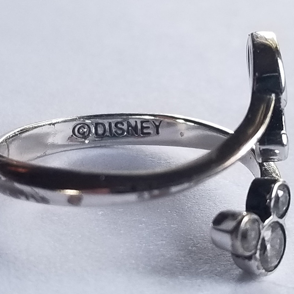 Retired Vintage ©Disney Sterling Silver Initial Letter R CZ Bypass Ring , Size 5.25