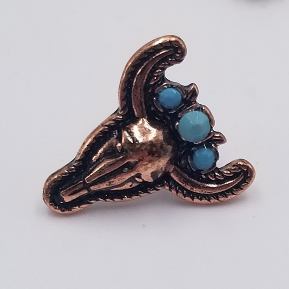 Vintage Southwestern Copper and Turquoise Steer Head Post Earrings