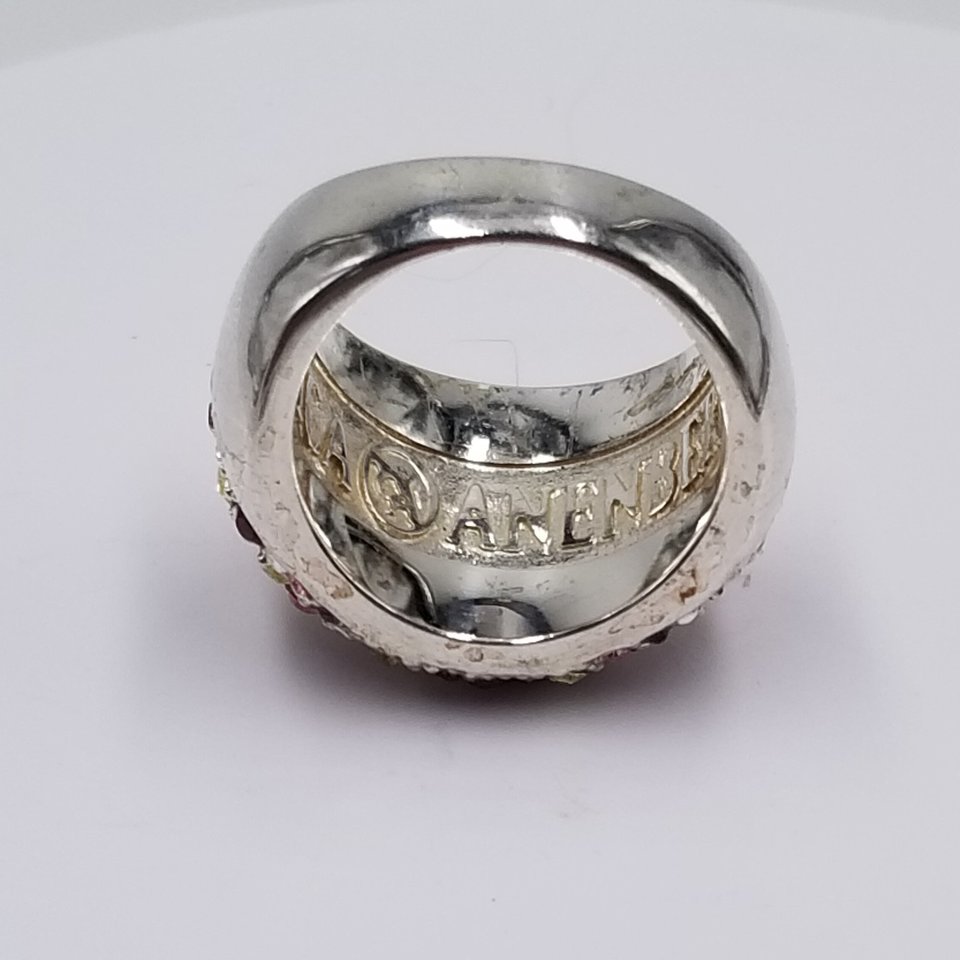Erica Anenberg Silver Tone Multi-Color Crystals Cluster Fashion Ring, Size 8